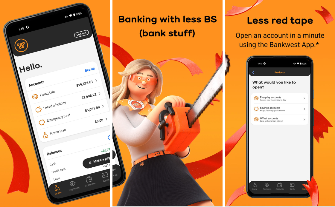 Bankwest launch screens