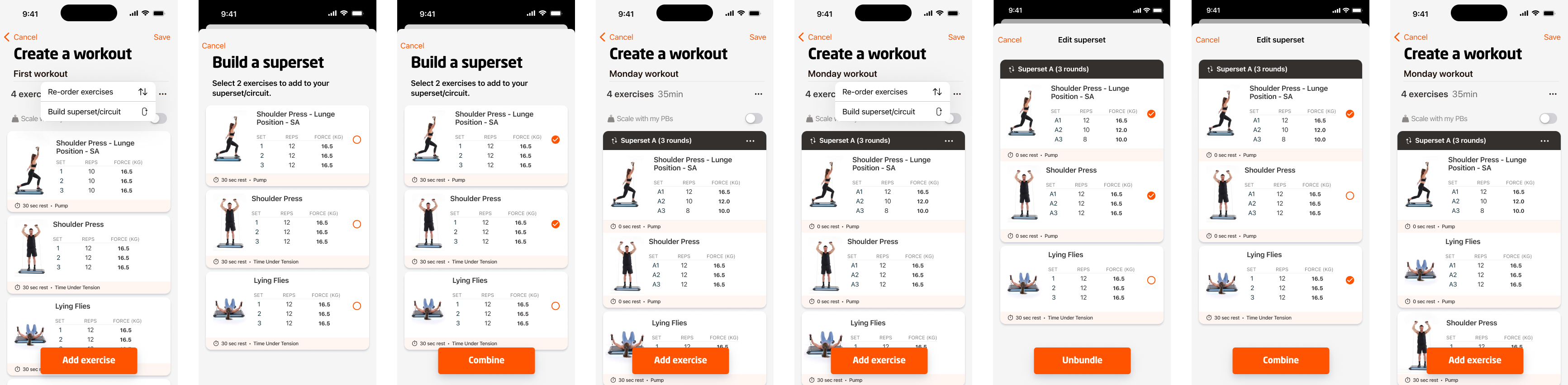 Creating super sets in a workout